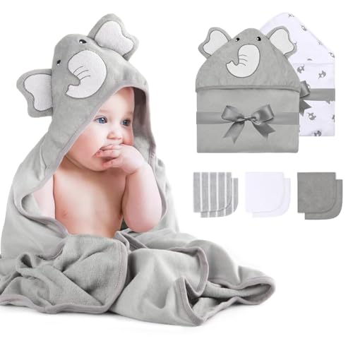 Momcozy Baby Badetuch-Set (8-teilig, Grau)