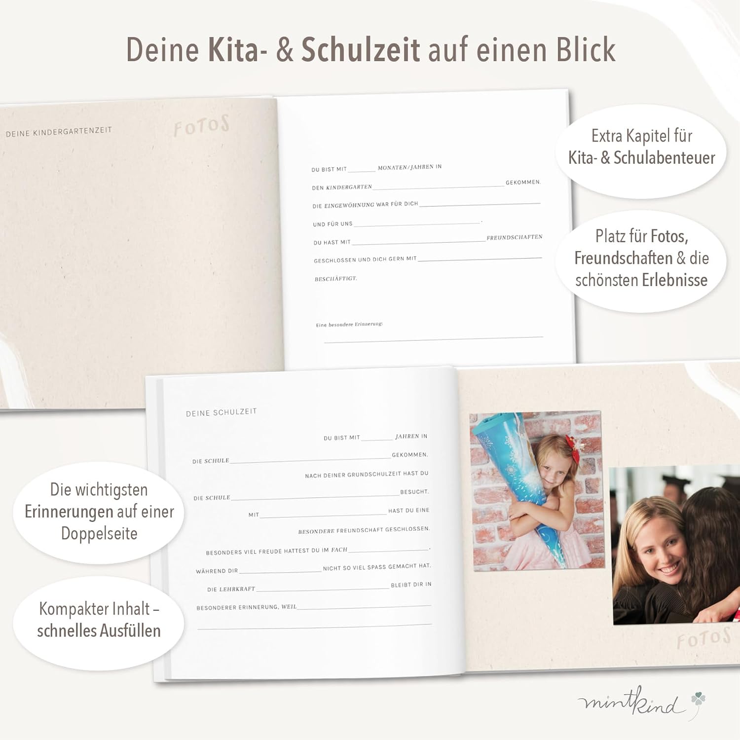 mintkind Erinnerungsbuch Baby bis 18 Jahre - Beige Leinen4