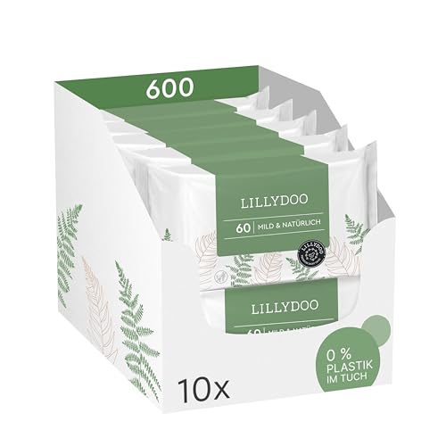 LILLYDOO green Natürliche Feuchttücher – 600 Stück (10 x 60 Tücher)