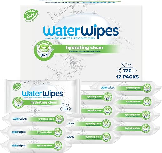 WaterWipes Feuchtigkeitsspendende Feuchttücher, 720 Tücher (12 Packungen)