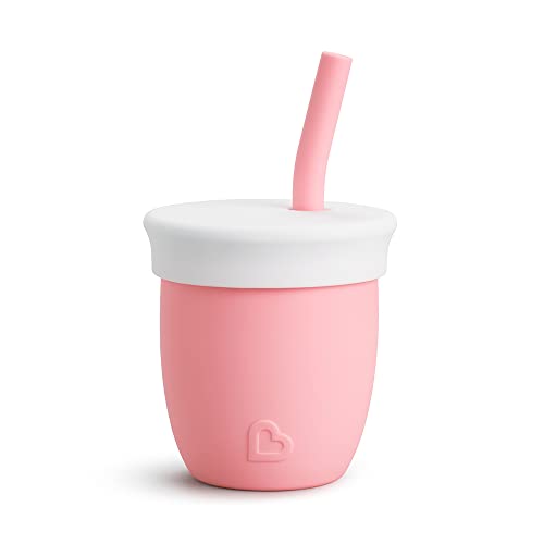 Munchkin C’est Silicone! Offener Trainingsbecher mit Strohhalm, Koralle