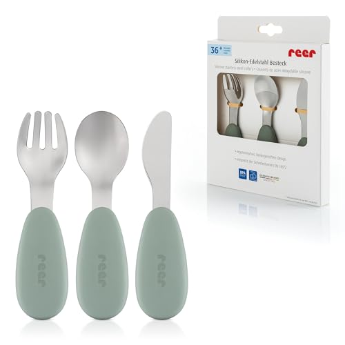 Reer Silikon-Edelstahl Besteck, 3-teilig, Grün/Silber