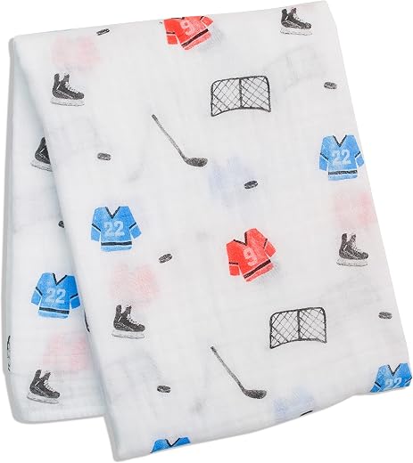 Lulujo Baby Wickeldecke Baumwoll-Musselin 47×47 cm Hockey
