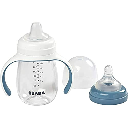 Beaba Trinklernbecher 2-in-1 aus Tritan und Silikon – Blau, 210ml