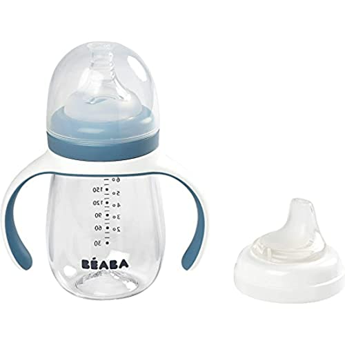 Béaba Trinklernbecher 2-in-1 mit Strohhalm – Blau 210ml