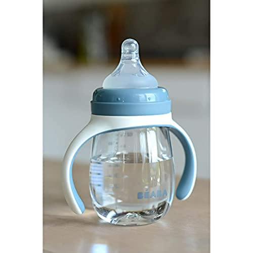Beaba Trinklernbecher 2-in-1 aus Tritan und Silikon – Blau, 210ml