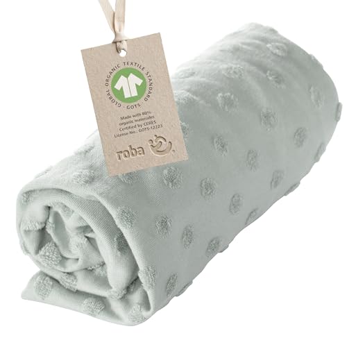 roba Lil Planet Spannbezug für Wickelauflagen 75 × 85 cm – Frosty Green