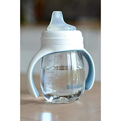 Beaba Trinklernbecher 2-in-1 aus Tritan und Silikon – Blau, 210ml