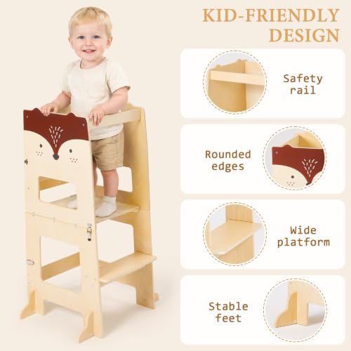 Labebe Klappbarer 3-in-1-Lernturm – Füchse