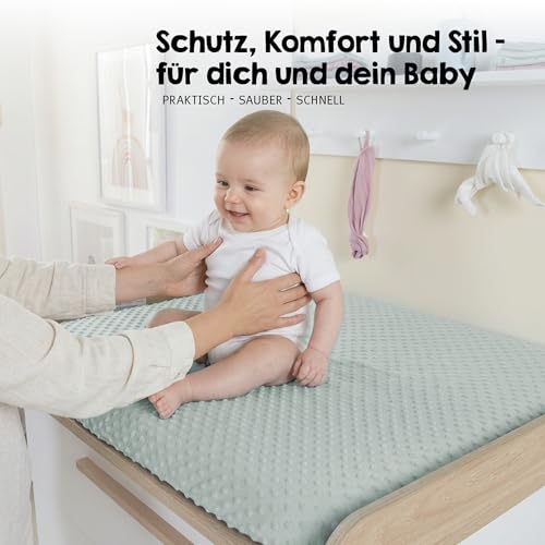 roba Lil Planet Spannbezug für Wickelauflagen 75 × 85 cm – Frosty Green
