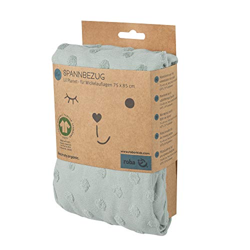 roba Lil Planet Spannbezug für Wickelauflagen 75 × 85 cm – Frosty Green