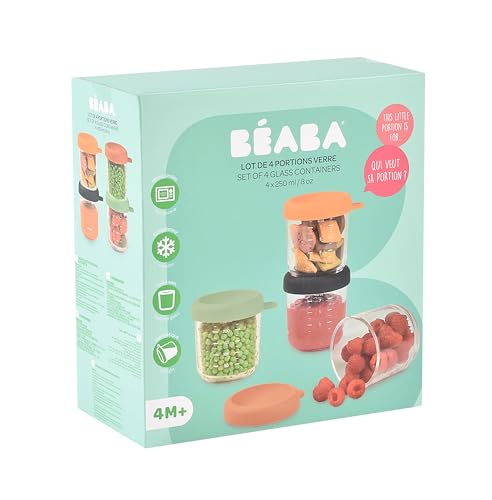 Beaba Glas-Portionsbehälter, 4er-Pack à 250ml