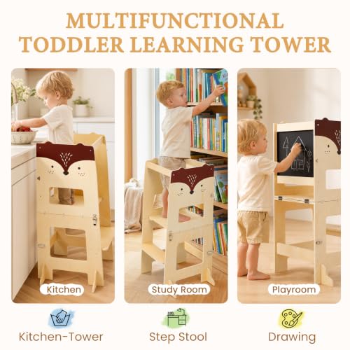 Labebe Klappbarer 3-in-1-Lernturm – Füchse