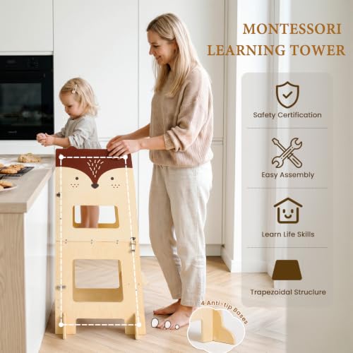 Labebe Klappbarer 3-in-1-Lernturm – Füchse
