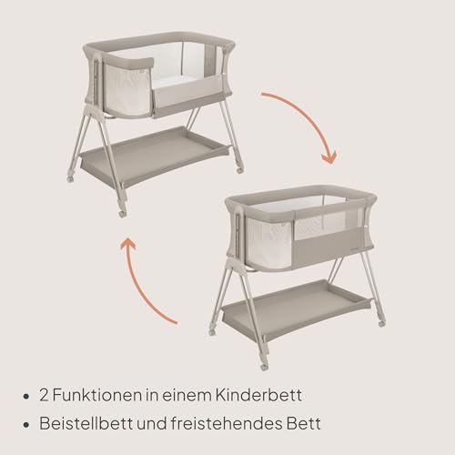 Lionelo Luna A Beistellbett mit Matratze – Beige
