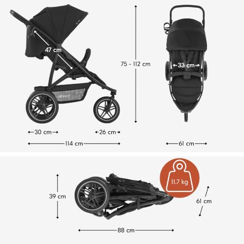 Hauck Rapid 3R Dreirad-Buggy mit Gummireifen – Black