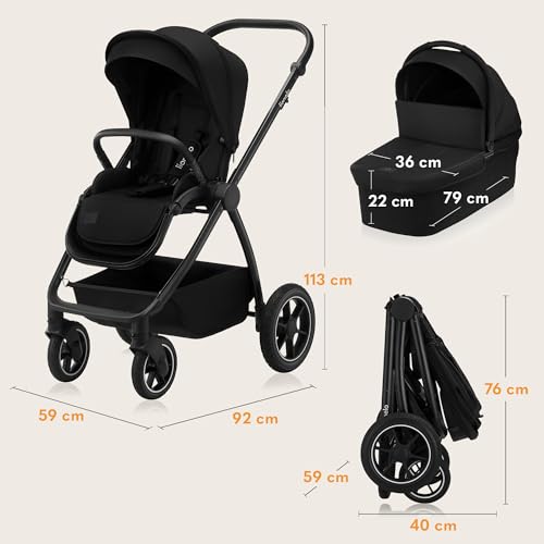 Lionelo Meril 3-in-1 Kombikinderwagen – Black Onyx