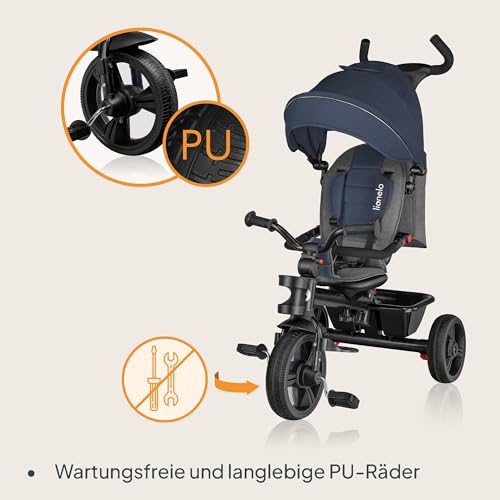 Lionelo Haari 2-in-1 Dreirad mit Schubstange – Blau
