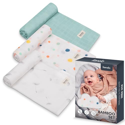 Lionelo Bambus Mullwindeln 3er-Set – Dot, 70 x 70 cm
