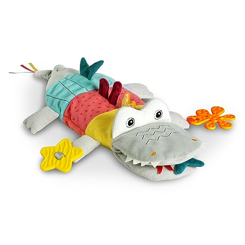 Fehn Handpuppe Krokodil – mit Rassel, Knisterpapier & Beisshilfe