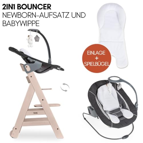 Hauck Beta+ Newborn Set Deluxe Hochstuhl-Set mit Bouncer – Whitewashed