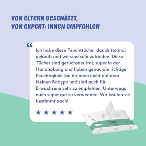 Naïf Water Wipes Feuchttücher, plastikfrei – 432 Stück