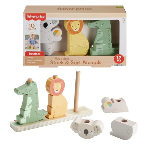 Fisher-Price Tierwelt Stapelspiel aus Holz – 10 Teile, ab 1 Jahr, HXV04
