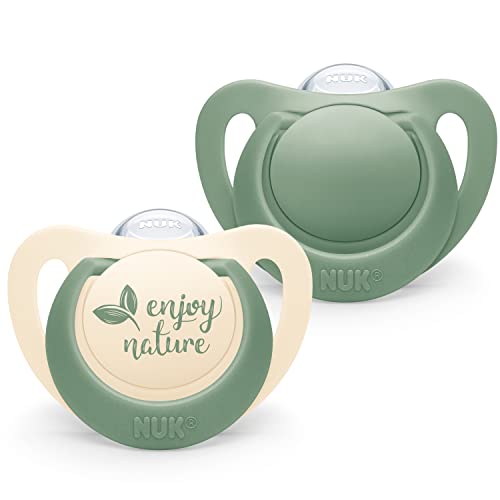 NUK for Nature Schnuller – 0–6 Monate, nachhaltiges Silikon, BPA-frei, 2er-Pack, Eukalyptus Gruen
