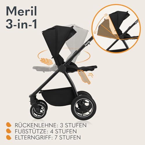 Lionelo Meril 3-in-1 Kombikinderwagen – Black Onyx