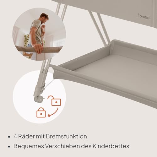 Lionelo Luna A Beistellbett mit Matratze – Beige