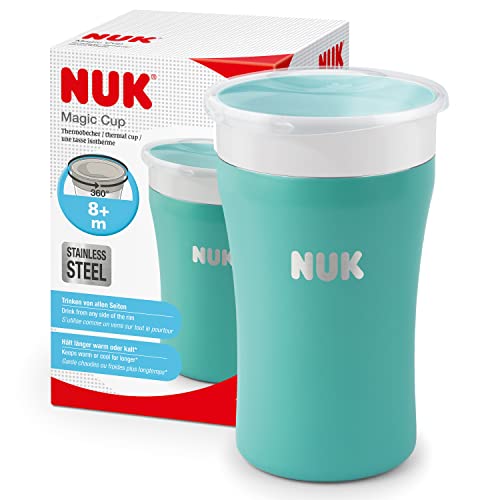 NUK Magic Cup Edelstahl Trinkbecher, 230 ml, hält warm/kalt, Blau