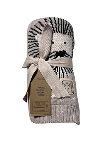 Kaiser Lion Babydecke Strick Bio-Baumwolle 80 × 100 cm – Stone-natural-black