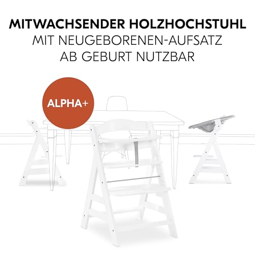 Hauck Alpha Plus Newborn Set Holz-Hochstuhl mit 2in1 Bouncer – Weiss
