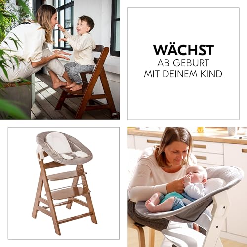 Hauck Alpha+ Newborn Set Holzhochstuhl mit 2in1 Bouncer – Walnuss