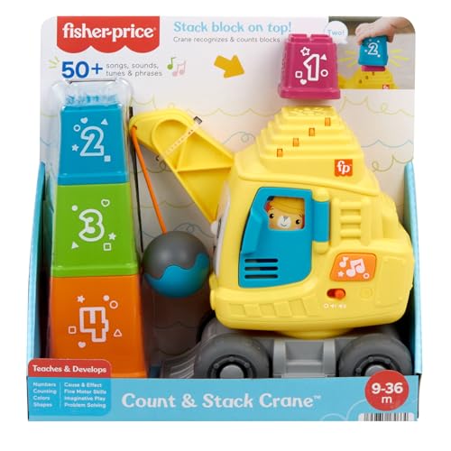 Fisher-Price Baufahrzeugspielzeug mit Kran & Musik – mehrsprachig