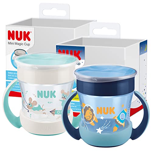 MAPA GmbH NUK Mini Magic Cup Trinklernbecher mit Leuchteffekt, 160 ml – Blau, 2er-Set