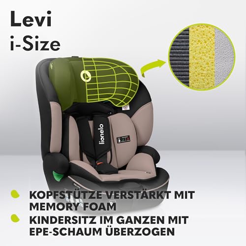 Lionelo LEVI i-Size Kindersitz – 76–150 cm, Beige