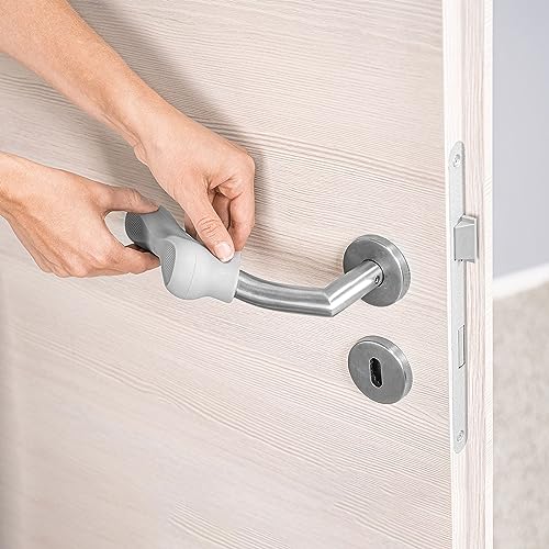 Reer HandleGuard Türgriffschutz aus Silikon – Grau, 2 Stück