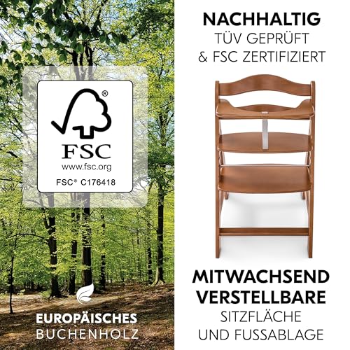 Hauck Alpha+ Newborn Set Holzhochstuhl mit 2in1 Bouncer – Walnuss