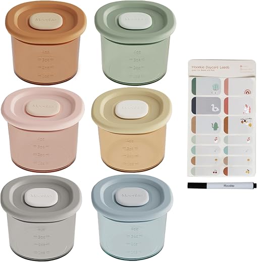 Moonkie 6er Set Silikon Babybrei-Gefrierbehälter, 4 oz