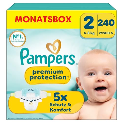 Pampers Windeln Premium Protection – Grösse 2, 240 Stück