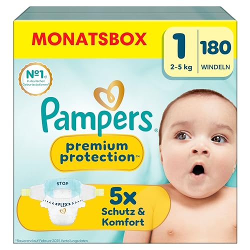 Pampers Premium Protection Windeln – Grösse 1, 180 Stück