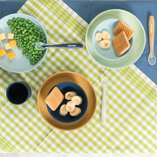 Nattou Silikon-Geschirrset 4-teilig – Sand/Grün