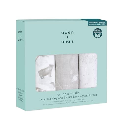 aden + anais Bio-Baumwoll-Musselin-Spucktücher – Karte der Sterne, 3er-Pack