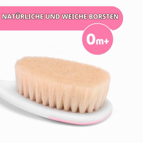 Chicco Baby-Haarbürste und Kamm-Set – Naturborsten, Rosa