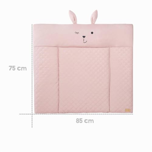 roba Wickelauflage roba Style Hasenmotiv – 85 × 75 cm, Rosa/Mauve