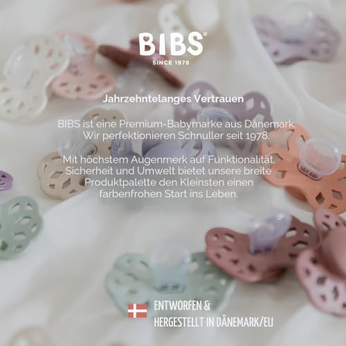 BIBS Infinity anatomische Silikonschnuller 2er-Pack – Pale Butter / Violet Sky