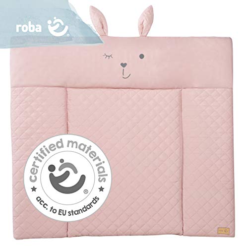 roba Wickelauflage roba Style Hasenmotiv – 85 × 75 cm, Rosa/Mauve