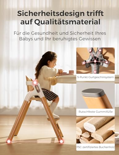 momcozy Hochstuhl DinerPal – 5-in-1, Naturholz