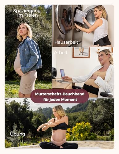 momcozy Schwangerschafts-Bauchband atmungsaktiv – Rosa, M